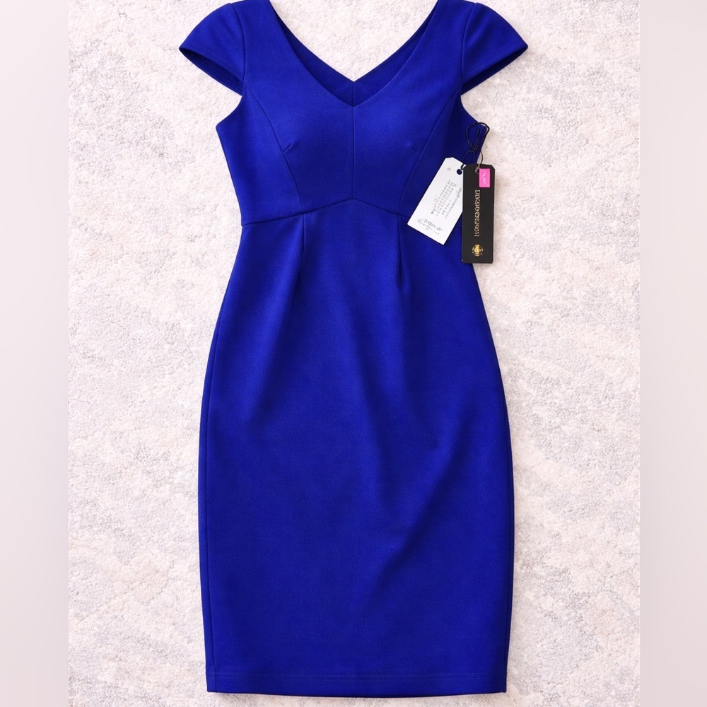 Connected Petite Blue Midi Dress Sheath Size 8P NWT Work Career Office - Picture 4 of 9